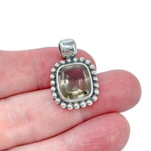 Estate Sterling Silver 925 Smoky Quartz Beaded Pendant